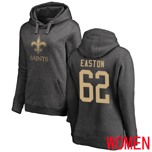 New Orleans Saints Ash Women Nick Easton One Color NFL Football #62 Pullover Hoodie Sweatshirts->women nfl jersey->Women Jersey